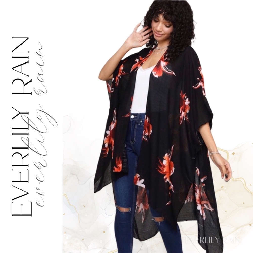 LAST ONE! Floral Print Boho Kimono Wrap - Picture 2 of 15